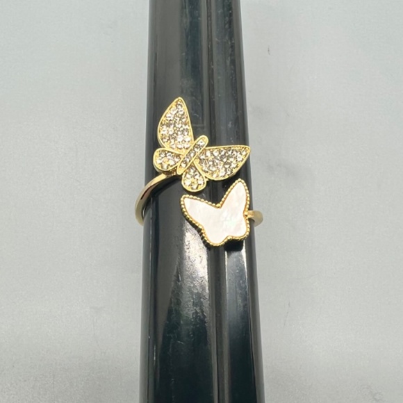 Charter Club Cubic Zirconia & MOP Double Crossover Butterfly Ring - Picture 6 of 8